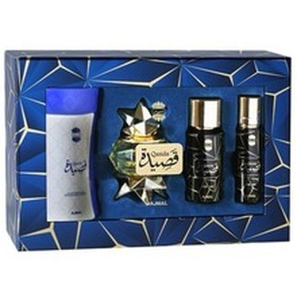 Ajmal Qasida Gift Set Edp 60 Ml, Body Powder 80 G, Body Mist 50 Ml, And Hair Mist 30 Ml