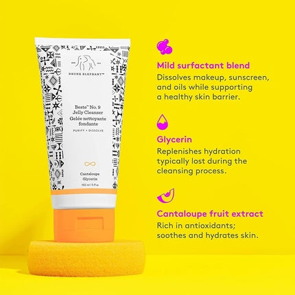 Drunk Elephant Beste No. 9 Jelly Cleanser 2 fl oz Gentle Face Wash and Makeup Remover for All Skin Types