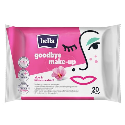 bella Goodbye Make-Up Removal Wipes 20 Pieces - 100% Biodegradable, Dermatologically Tested, Gentle and Effective