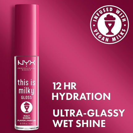 NYX Professional Makeup This Is Milky Gloss 12 Hour Hydration Vegan Malt Shake Warm Red