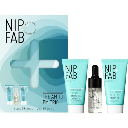 Nip+Fab Christmas Gift Set AM to PM Trio Set The Full Cycle of Hydration for Plump Smooth Dewy Face Skin Bestselling Hyaluronic Fix Extreme4 Range