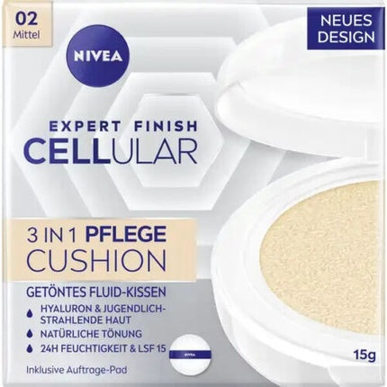 Nivea Hyaluron Cellular Filler 3in1 Care Cushion Foundation Spf15 02 Medium 15g