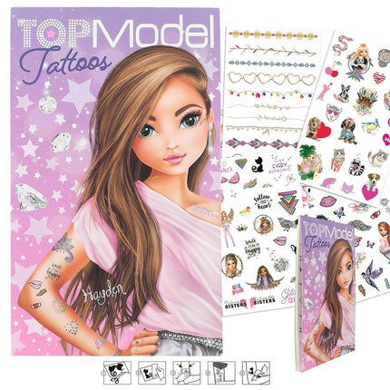 Top Model Tattoo Block for Girls 6 Sheets with Temporary Tattoos