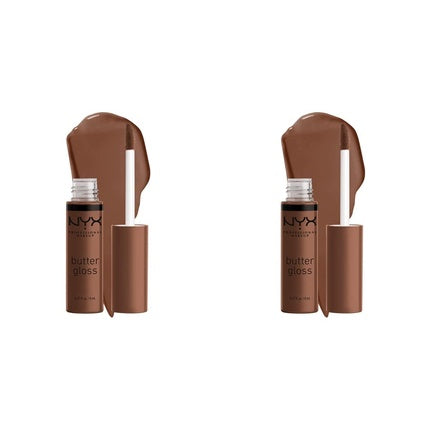 NYX Professional Makeup Butter Gloss Brown Sugar Fudge Me Non-Sticky Lip Gloss 0.28 Fl Oz - Pack of 2
