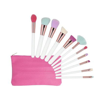 T4B MIMO 11 Piece Makeup Brush Set with Case - Multicolor