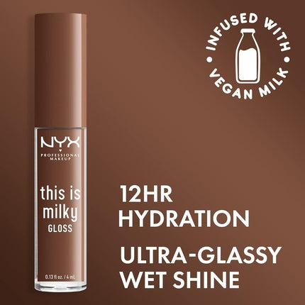 NYX Professional Makeup This Is Milky Gloss Vegan Lip Gloss 12 Hour Hydration - Milk The Coco Chocolate Brown