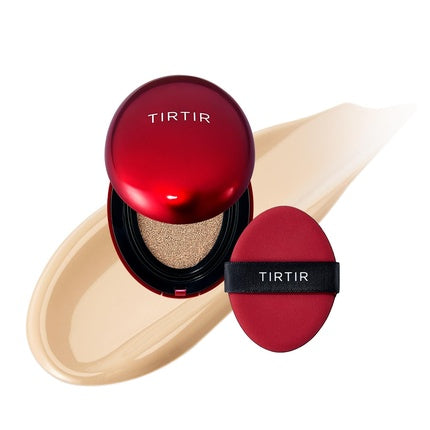 TIRTIR Mask Fit Red Cushion Base Durable Lightweight Build Coverage Semi-Matte Finish Korean Cushion Foundation 21 Natural Ivory 0.5 Ounce
