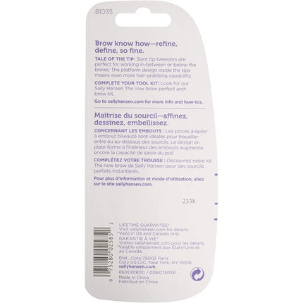 Sally Hansen Beauty Tools Eazy Tweezy Slant Tip Tweezer Comfort Grip Slant Tip with Platform Precision Stainless Steel Tweezers for Eyebrows