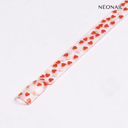 NEONAIL UV Nail Polish Never-Ending Love 7.2ml Clear with Pink-Red Hearts