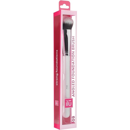 T4B Ilu 109 Angled Foundation Makeup Brush Taklon Bristles for Sensitive Skin 181mm