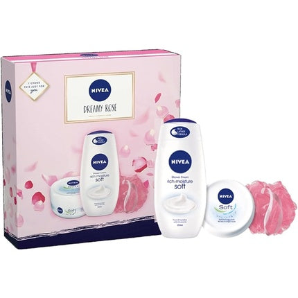 Nivea Dreamy Rose Gift Set Shower Wash and Soft Moisturizing Cream for Body, Face, and Hands