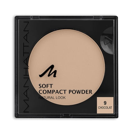 Manhattan Soft Compact Powder Light Compact Powder with Powder Puff for a Matte, Even Complexion Color Chocolate 9