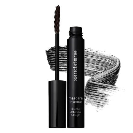 Sandstone Scandinavia Hypoallergenic Black Mascara for Sensitive Eyes Smudge-Proof Sweatproof Lengthening Mascara with Intense Volume Vegan Allergy Friendly Mascaras Intense Black