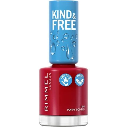 Kind & Free Vegan Nail Polish 156 Poppy Pop Red 8ml