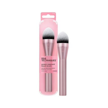 Real Techniques Power Pigment Blush Makeup Brush Cheek Brush For Liquid & Cream Blush Dense Synthetic Bristles Unique Pointed Shape For Precise Application Vegan & Cruelty Free 1 Count