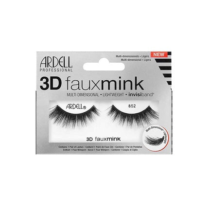 ARDELL Professional 3D Faux Mink 852 Synthetic Vegan Black Eyelashes - Style 852, Ultra-Lightweight, Flexible and Reusable