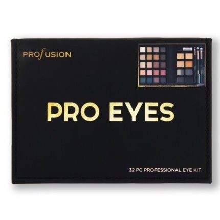PROFUSION Pro Eyes 32 pc Professional Eye Kit - Eyeshadow, Brow Powder, Brushes