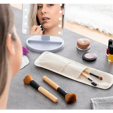 Wooden Makeup Brush Set with Travel Bag InnovaGoods 5 Pieces
