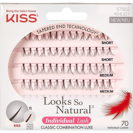 KISS Haute Couture Individual Lash Clusters Natural Premium Lashes Style Luxe Short & Medium Length Mini Knot Technology Includes Lash Glue 70 Fake Lashes Black