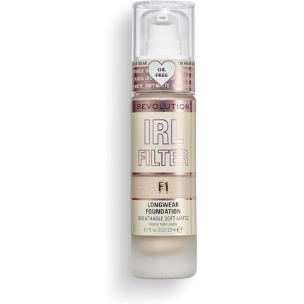 Makeup Revolution IRL Filter Longwear Foundation Medium to Full Coverage Matte Finish 16 Hour Wear F1 Fair To Light Skin Tones 23ml