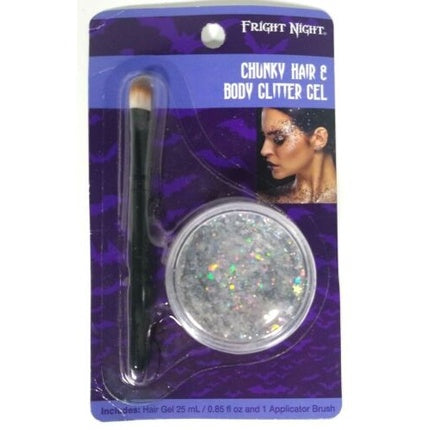 Fright Night Chunky Hair & Body Glitter Gel with Applicator Brush 0.85 Oz