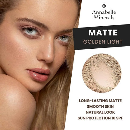 Annabelle Minerals Matte Mineral Foundation with SPF 10 Sun Protection Natural Ingredients Smooth & Natural Golden Light 10g