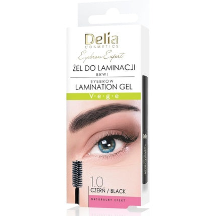 Delia Cosmetics Eyebrow Expert Lamination Gel Black Vegan Formula Brow Shape Fixation Color Enhancement Biotin Peptides Glycerin 4ml