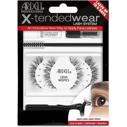 Ardell X-Tended Wear Demi Wispies Lash Cluster Kit Black - Natural, Seamless, and Customizable Lashes Lasting up to 6 Days - Vegan and Cruelty-Free
