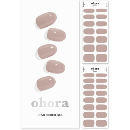 ohora Semi Cured Gel Nail Strips in Cream Beige - Salon-Quality Long Lasting Easy to Apply & Remove - Includes 2 Prep Pads Nail File & Wooden Stick - Beige