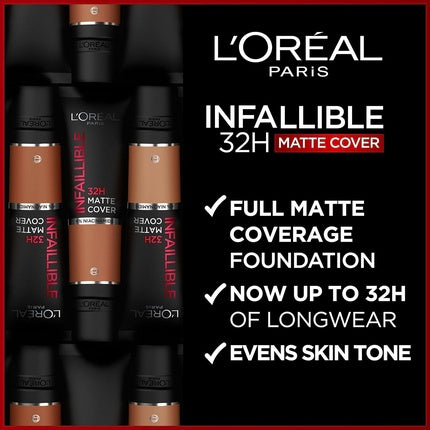 L'Oreal Paris Cover Liquid Foundation with 4% Niacinamide Long Lasting Natural Finish SPF 25 Infallible 32H Matte Cover Shade 300 30ml