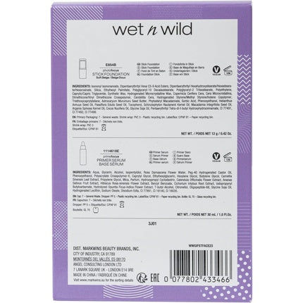 Wet n Wild Glow Me Up Set Brightening Face Primer Serum & Photo Focus Stick Foundation Soft Beige Shade Radiance Boost Intense Moisture