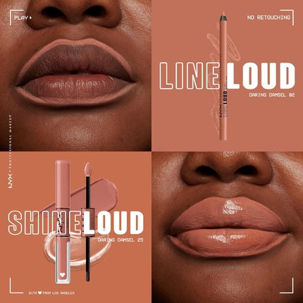 NYX PROFESSIONAL MAKEUP Line Loud Lip Liner Longwear and Pigmented Lip Pencil with Jojoba Oil Vitamin E - Daring Damsel Light Warm Peach Nude 02 Daring Damsel 1 Count