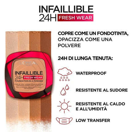 L'Oréal Paris Infaillible 24H Fresh Wear Mattifying Make-Up Powder 330 Hazelnut 24H Waterproof Sweatproof