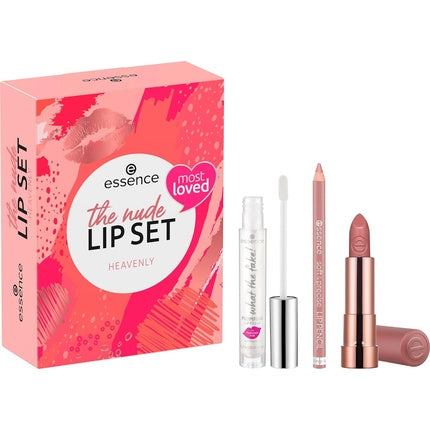 Essence Cosmetics The Nude Lip Set Heavenly Lip Kit Lipstick Set Gift for Women Makeup Acetone-Free Vegan Without Microplastic Particles 3 Pieces