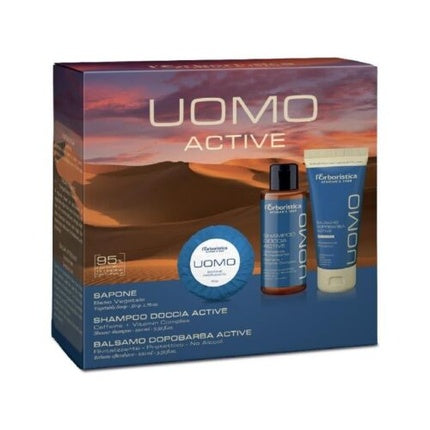 L'Erboristica Man Active Kit Soap Shower Shampoo Aftershave Balm