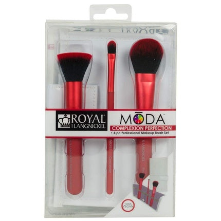 MŌDA Complexion Perfection 4pc Brush Kit - Red 4 Count