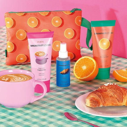 Breakfast Lovers Set Orange Juice by Pupa Milano for Women 6.76oz Shower Milk Purse