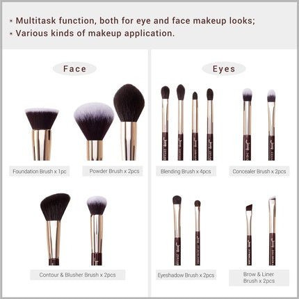 Jessup 15pcs Makeup Brushes Beauty Professional Eyeshadow Lipstick Blending Cheeck Cosmetic Set Zinfandel T283