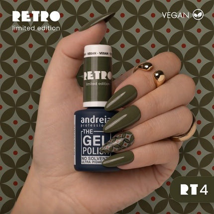 Andreia Professional The Gel Polish Solvent Free Gel RETRO Limited Collection Colour RT4 Elegant Olive Green