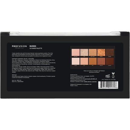 Profusion Cosmetics Nudes 10 Shade Eyeshadow Palette 16g