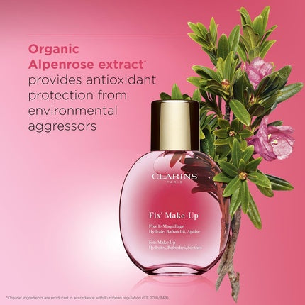 Clarins Fix Make-Up Setting Spray 4-in-1 Makeup 24H Fresh and Flawless 12H Hydration Locks Out Harmful Pollutants Boosts Radiance All Skin Types