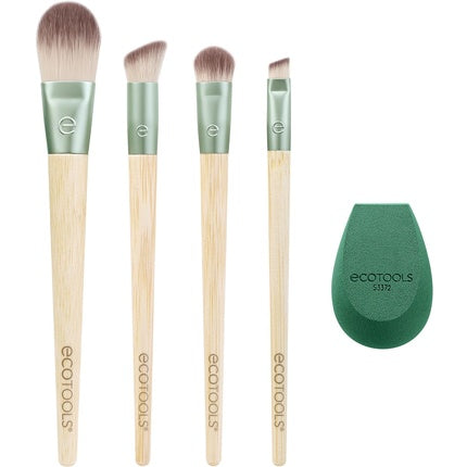 EcoTools Limited Edition Dash of Glow Kit Makeup Brush and Makeup Sponge Kit for Foundation and Eyeshadow Eco-Friendly Makeup Tools Cruelty-Free 5 Piece Gift Set