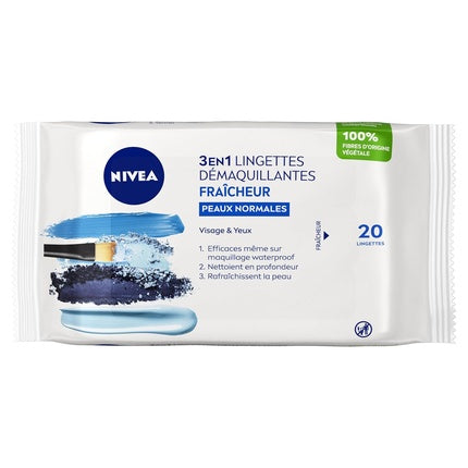 NIVEA Makeup Remover Wipes for Normal Skin 100% Plant Fibers 20 Count