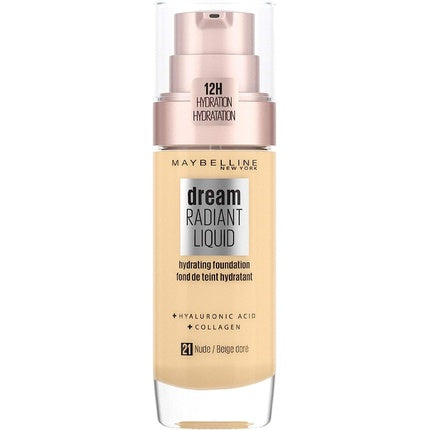Maybelline Dream Radiant Liquid Hydrating Foundation with Hyaluronic Acid and Collagen 21 Nude