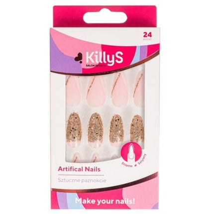 Killys Artificial Nails Stiletto Golden - 24 Pieces