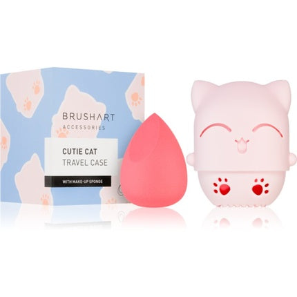 BrushArt Accessories Cutie Cat travel case with make-up sponge