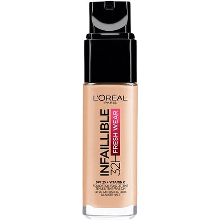 L'Oréal Paris Waterproof and Long-Lasting Liquid Foundation with SPF 25 Infaillible 32H Fresh Wear Make-up 180 Rose Sand 30ml