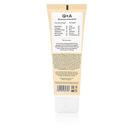 Q+A Oat Milk Cream Cleanser Moisturizing Face Cleanser for Gentle Makeup and Impurity Removal 125ml