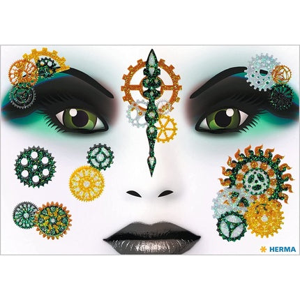 HERMA 15439 Face Art Sticker Steampunk Marie Temporary Glitter Face Paint for Carnival Halloween