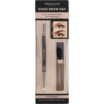 Profusion Cosmetics Good Brow Day 2-Piece Kit Soft Brown